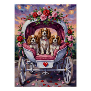 Poster Cavalier King Charles Spaniel Chien Saint-Valentin