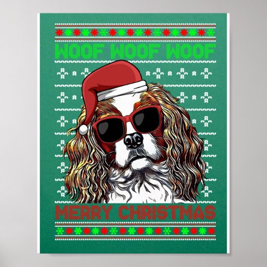 Poster Cavalier King Charles Spaniel Chien Woof Merry Chr (Devant)
