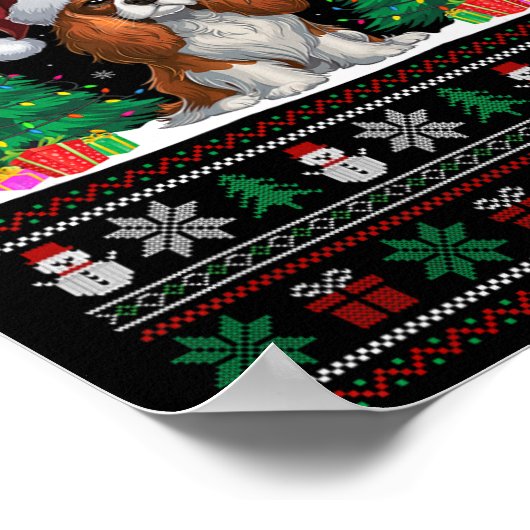 Poster Cavalier King Charles Spaniel Chien Xmas Lumières  (Coin)
