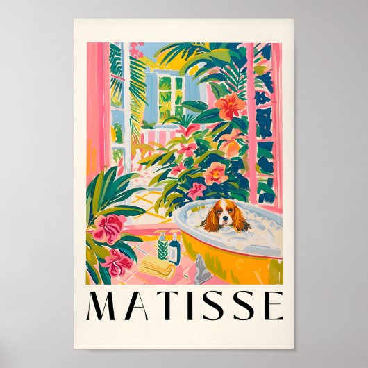 Poster Cavalier King Charles Spaniel Dans La Baignoire, B (Devant)