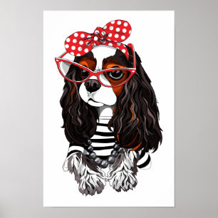 Poster Cavalier King Charles Spaniel De Paris Avec Amour