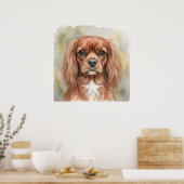 Poster Cavalier King Charles Spaniel de près Aquarelle (Cuisine)