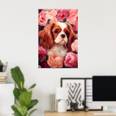 Poster Cavalier King Charles Spaniel en Rose (Bureau à domicile)