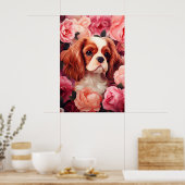 Poster Cavalier King Charles Spaniel en Rose (Cuisine)