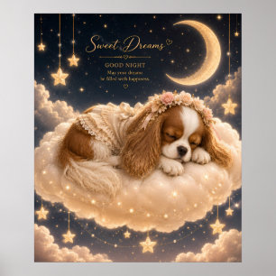 Poster Cavalier King Charles Spaniel endormi sur un nuage