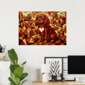 Poster Cavalier King Charles Spaniel Géométrique Cubiste (Bureau à domicile)