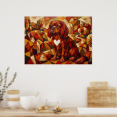 Poster Cavalier King Charles Spaniel Géométrique Cubiste (Cuisine)