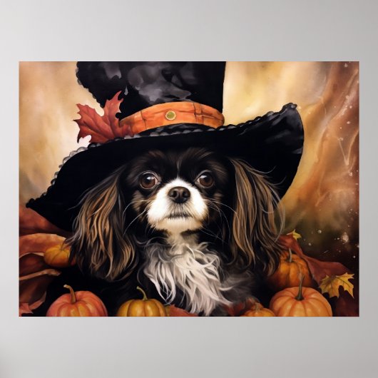 Poster Cavalier King Charles Spaniel Halloween (Devant)