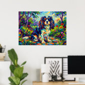 Poster Cavalier King Charles Spaniel Jardin Fauviste Post (Bureau à domicile)