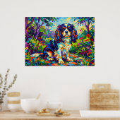Poster Cavalier King Charles Spaniel Jardin Fauviste Post (Cuisine)