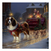 Poster Cavalier King Charles Spaniel Noël Festive (Devant)