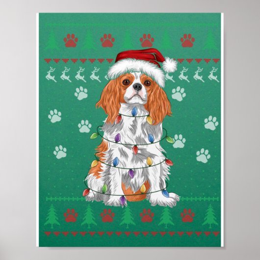 Poster Cavalier King Charles Spaniel Noël Sueur moche (Devant)