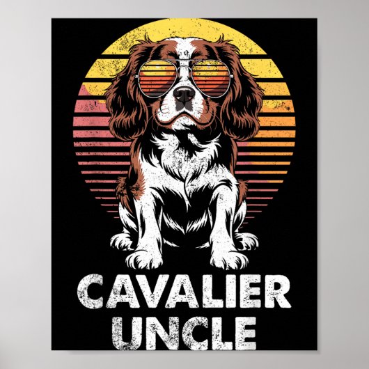 Poster Cavalier King Charles Spaniel Oncle Chien Vintage (Devant)