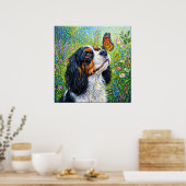 Poster Cavalier King Charles Spaniel Papillon Jardin Pos (Cuisine)