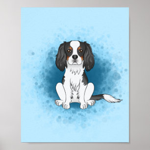 Poster Cavalier King Charles Spaniel tricolore sur fond b