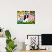 Poster Cavalier King Charles (tricolore) - Jardin (Bureau à domicile)