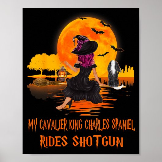 Poster Cavalier monte en fusil de chasse Chien et sorcièr (Devant)