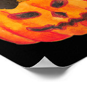 Poster Cavalier noir et feu Joyeux Halloween Citrouille (Coin)