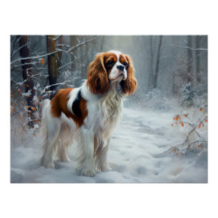 Poster Cavalier Roi Laisser Neige Noël Brossé