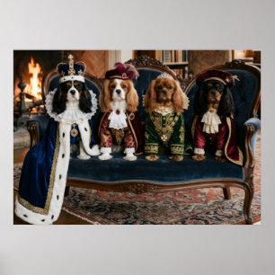 Poster Cavalier Royal Spaniel à la Cour sur un Canapé en