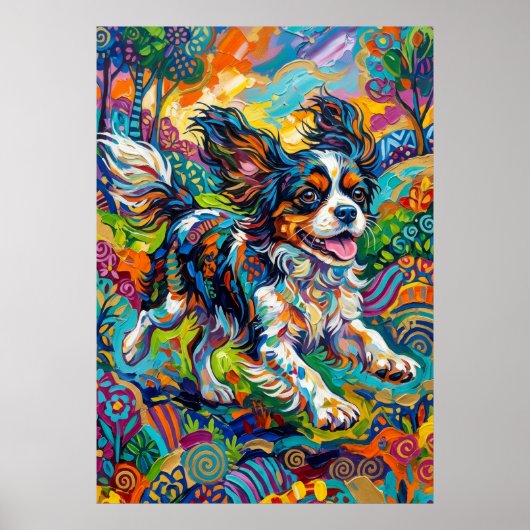 Poster Cavalier Spaniel Art Psychédélique (Devant)