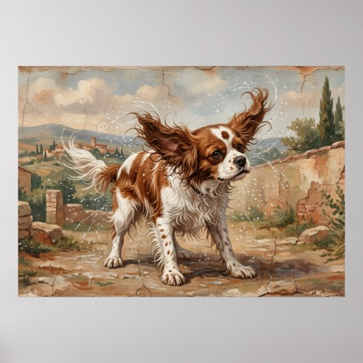 Poster Cavalier Spaniel Paysage Impressionniste (Devant)