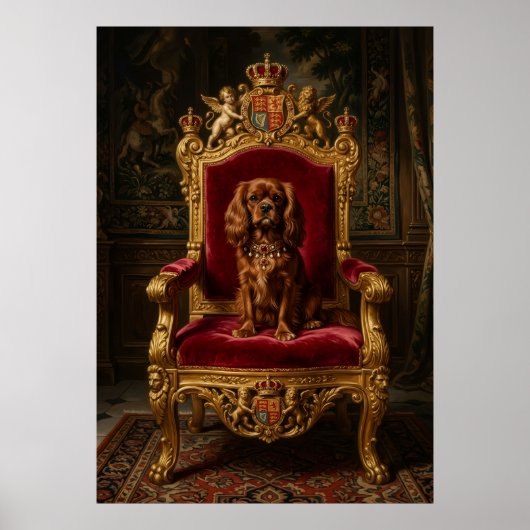 Poster Cavalier Spaniel Trône Royal Couronne (Devant)