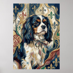 Poster Cavalier Tricolore Fleur de Lis Portrait