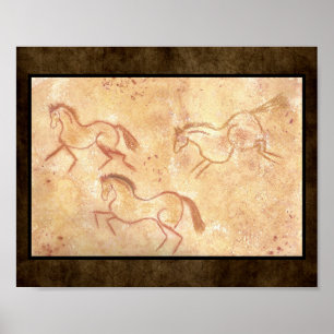 Poster Cave Drawing Painting of Horses
