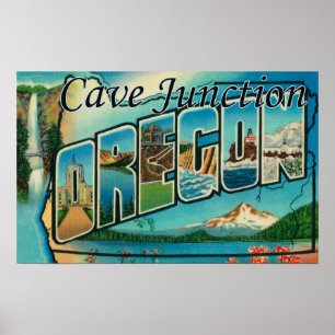 Poster Cave Junction, Oregon - Scènes de grandes lettres