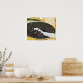 Poster Caviar noir et une cuillère de nacre à (Cuisine)