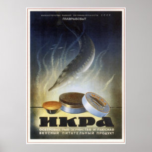 Poster Caviar soviétique d'esturgeon de l'URSS annonçan