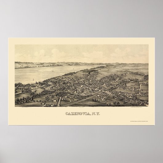 Poster Cazenovia, NY Carte panoramique - 1890 (Devant)