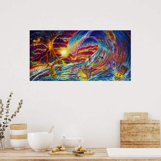 Poster CBjork Tiki Big Wave Print (Cuisine)