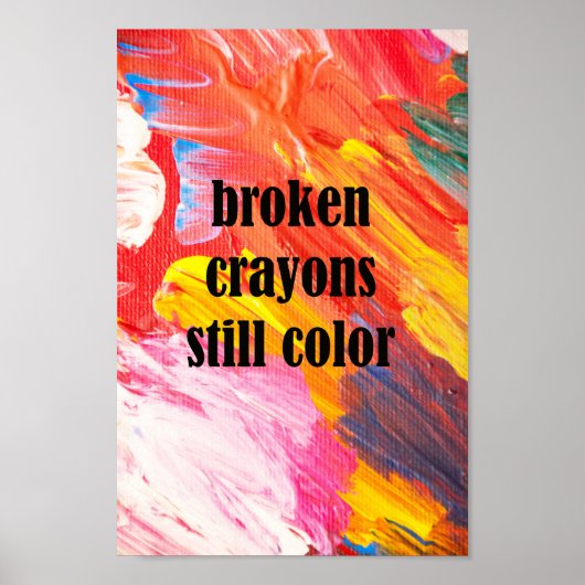 Poster Ccrayons cassés encore couleur (Devant)