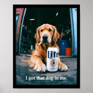 Poster Ce chien a un golden retriever doré drôle qui fume