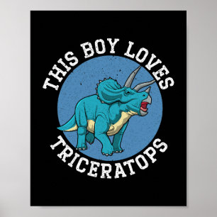 Poster Ce Garçon Aime Les Tricératops Dinosaur Préhistori