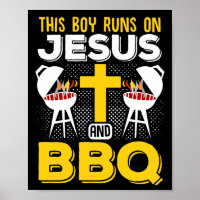 Ce Garçon court sur Jesus et BBQ Smoker Grill