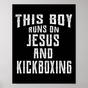 Poster Ce garçon court sur Jésus et Kickboxing Cadeau chr