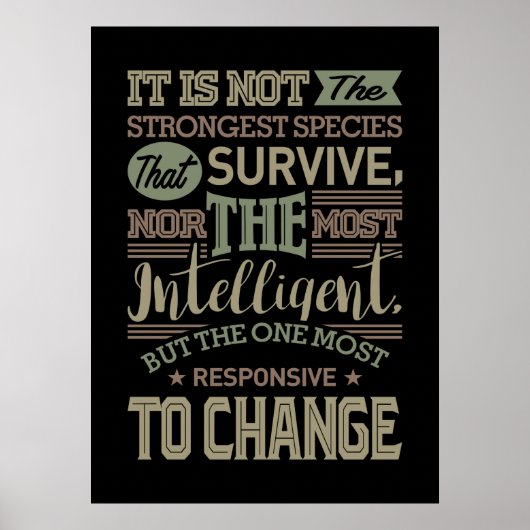 Poster Ce N'Est Pas L'Espèce La Plus Forte Qui Survit (Devant)