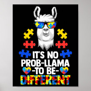 Poster Ce n'est pas Prob-llama d'être différent Autisme F