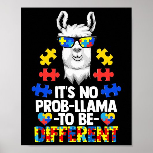 Poster Ce n'est pas Prob-llama d'être différent Autisme F (Devant)