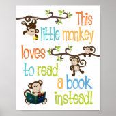 Poster Ce Petit Singe Aime Lire (Devant)