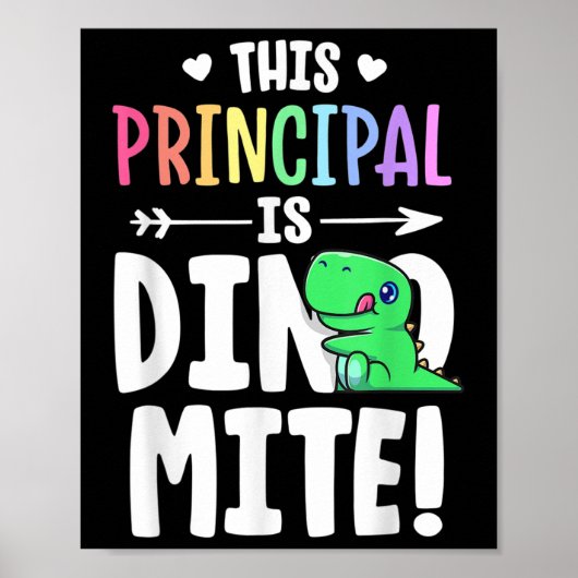 Poster Ce Principal Est Professeur Dynamique Dinosaur Pun (Devant)