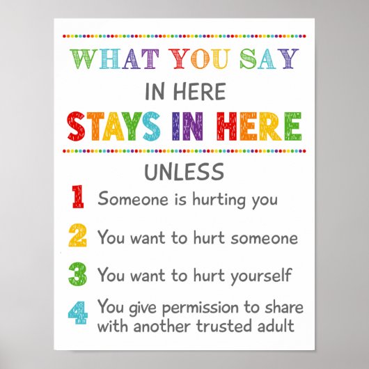 Poster Ce que vous dites ici Restez ici Conseiller scolai (Devant)