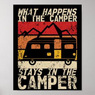 Poster Ce Qui Se Passe Dans Camper Caravan Camping Retro