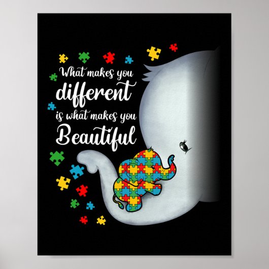 Poster Ce qui vous rend différent Éléphant Autism Maman G (Devant)