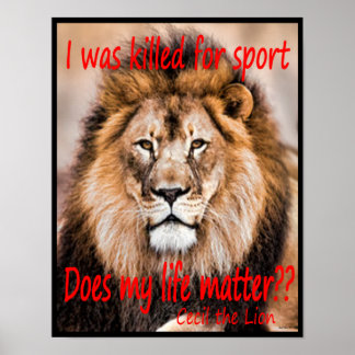 Poster Cecil le Lion - J'ai été tué pour le sport