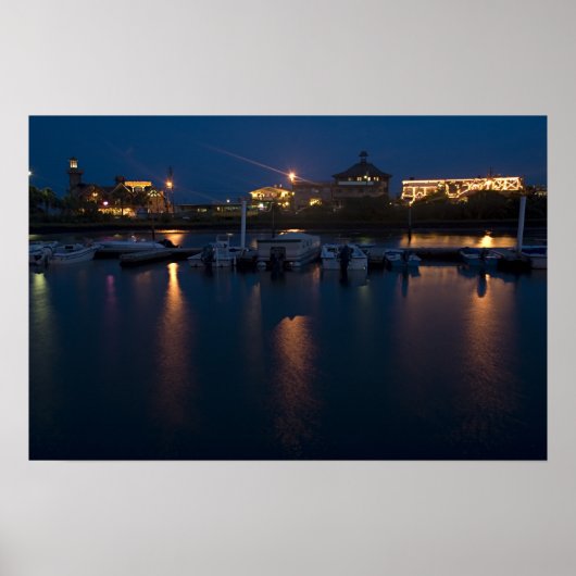 Poster Cedar Key Waterfront à la nuit (Devant)