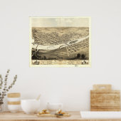 Poster Cedar Rapids Iowa 1868 Antique Panoramic Map (Cuisine)